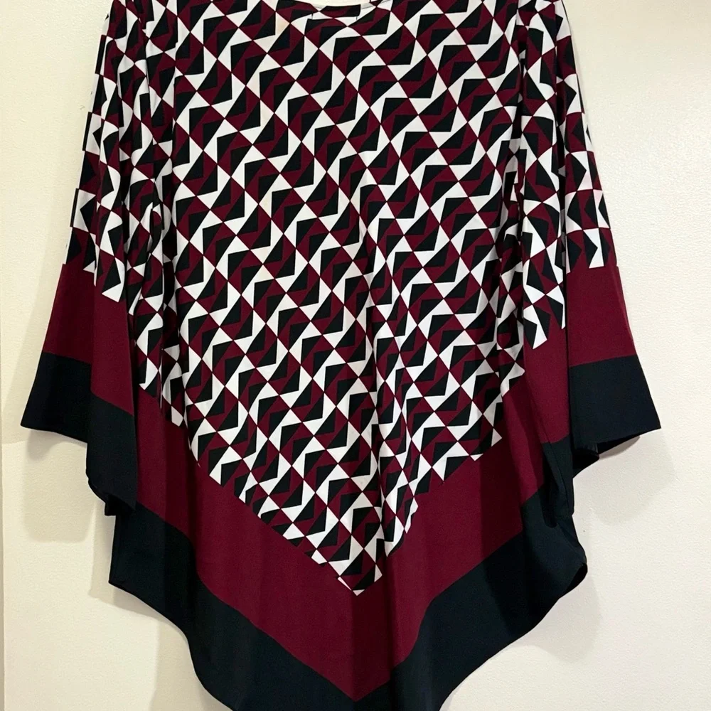 Alfani burgandy  and Black Graphic Asymmetrical Tunic - Picture 4 of 4